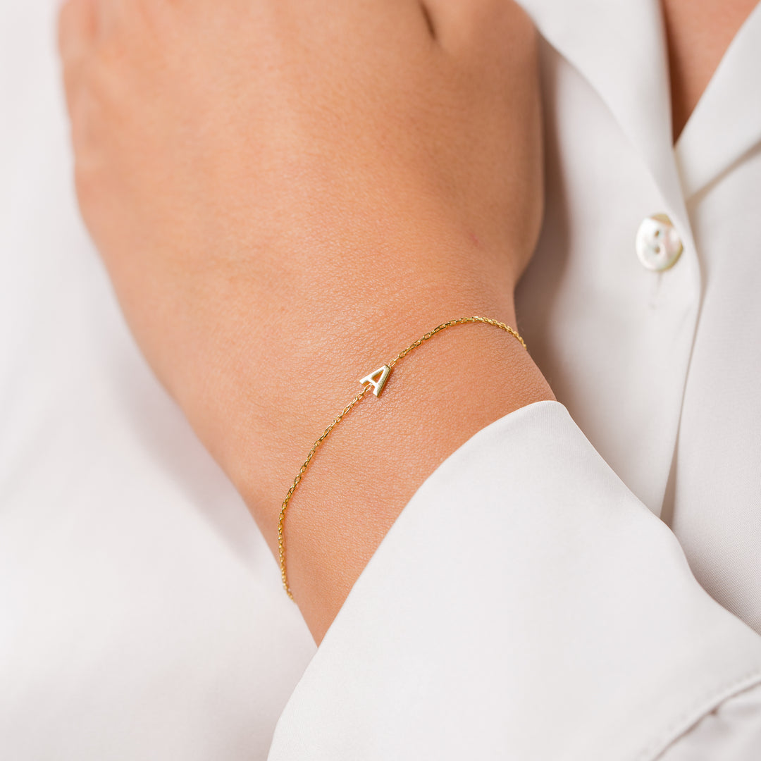 14K Gold Letter Bracelet - Moms Gift - Personalized Name Letters - Bridesmaid Gifts