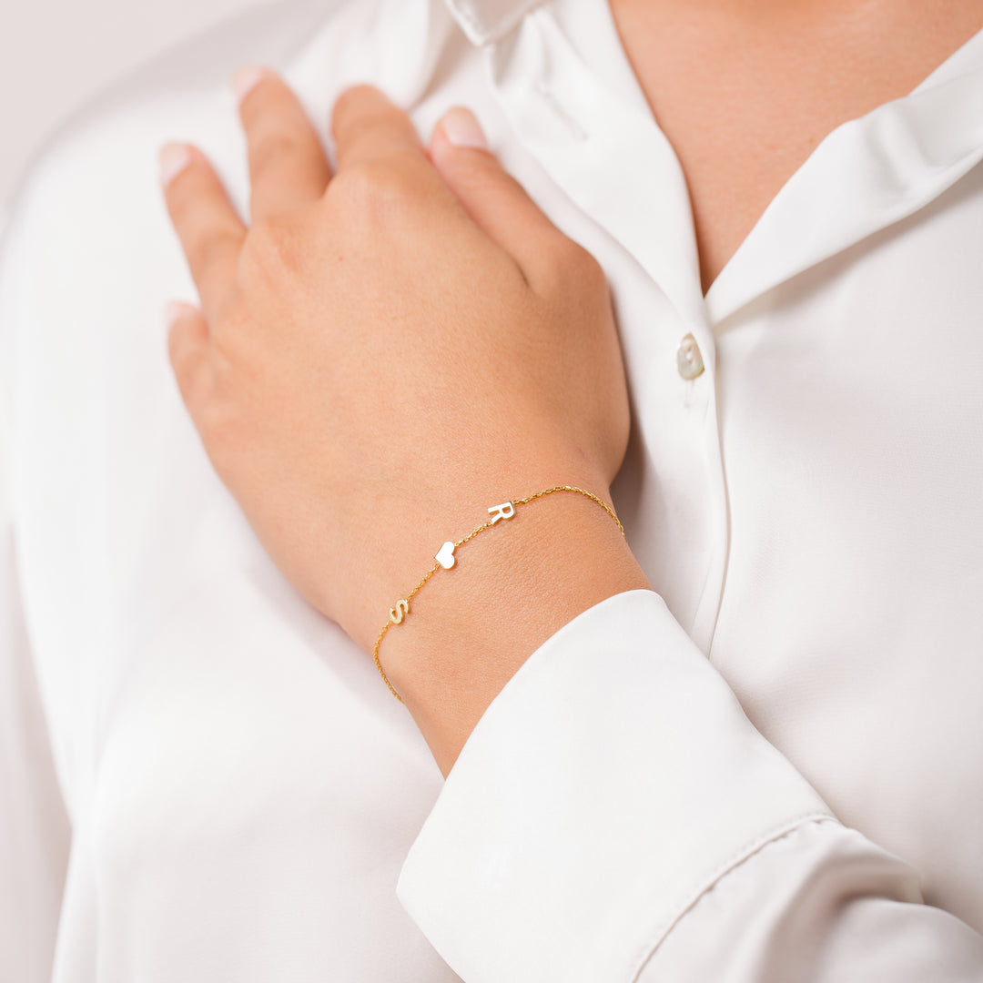 14K Gold Letter Bracelet - Moms Gift - Personalized Name Letters - Bridesmaid Gifts