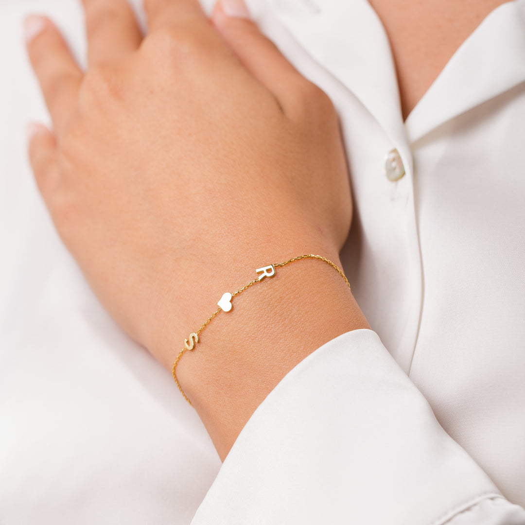 14K Gold Letter Bracelet - Moms Gift - Personalized Name Letters - Bridesmaid Gifts