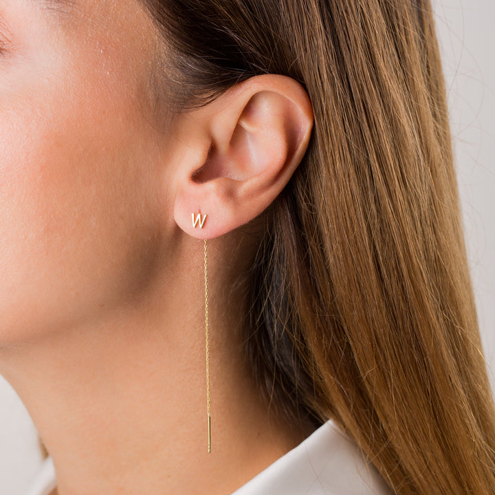 Letter Threader Earrings | Gift For Her | Gift For Mom