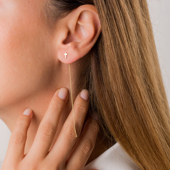 Letter Threader Earrings | Gift For Her | Gift For Mom