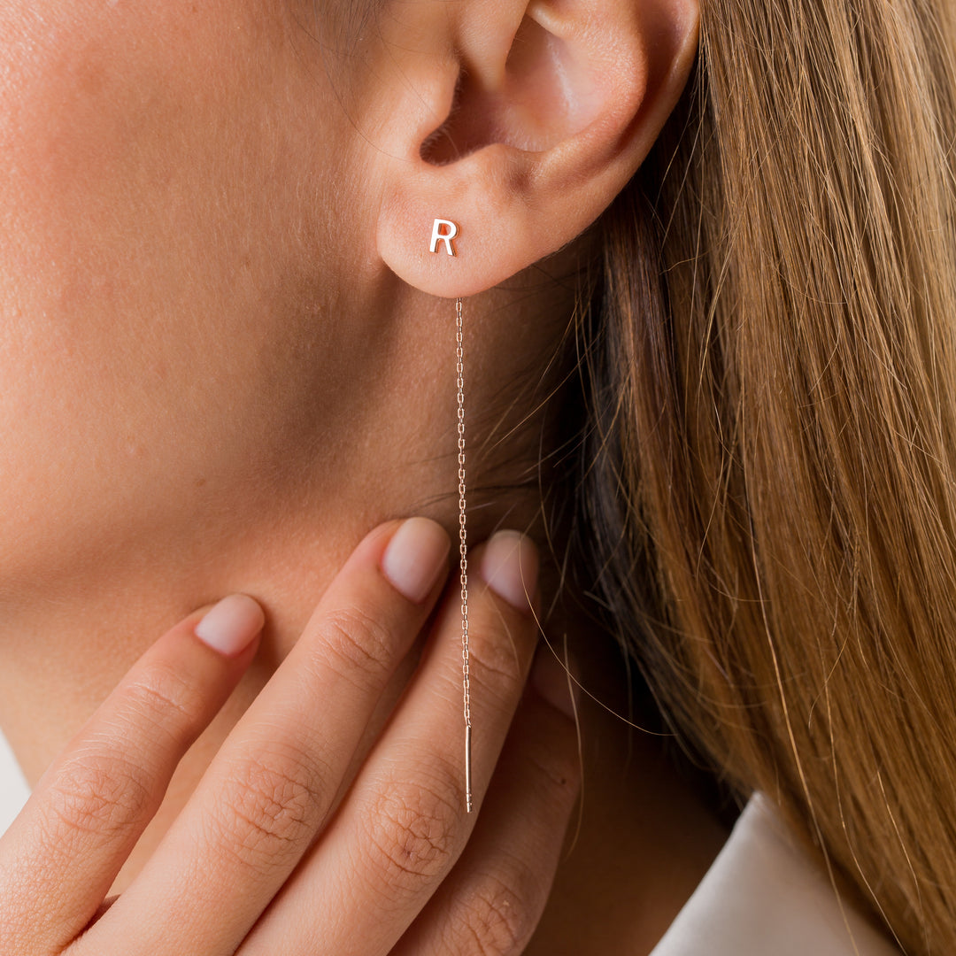 Letter Threader Earrings | Gift For Her | Gift For Mom