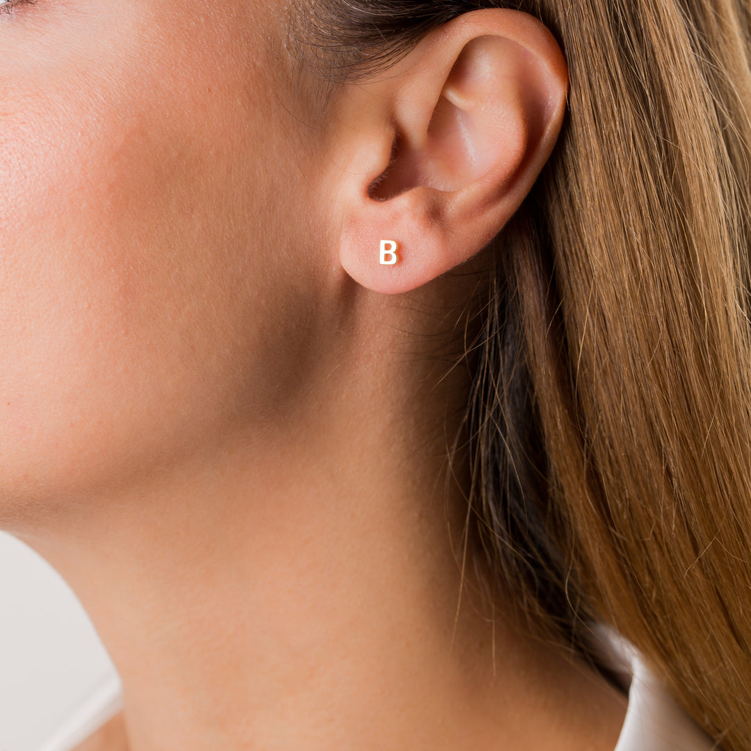 Gold Initial Earrings - Mothers Days Gift - Letter Earrings -  Gifts For Mom - 14K Solid Gold - Minimalist