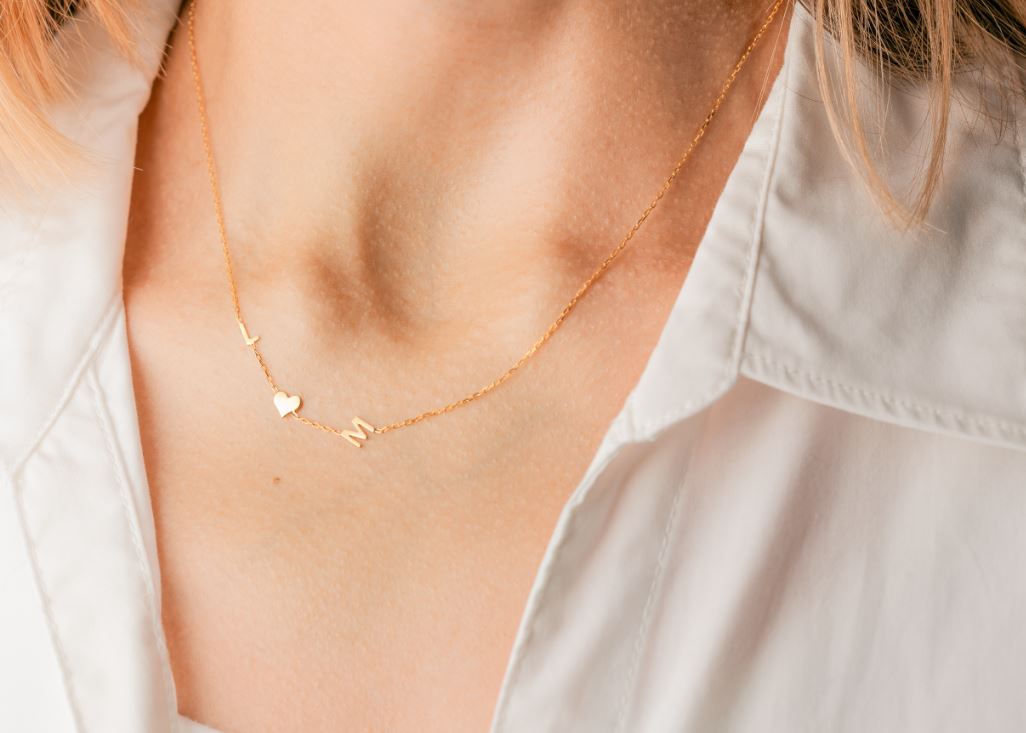 Sideways, Initial Necklace, Letter Necklace, Custom Necklace, Holidays Gifts Necklace - Excellent gift to your mom, wife, loved one