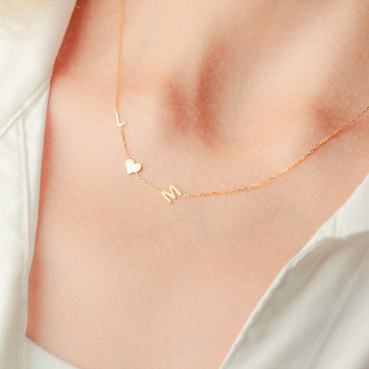 Gold Sideways Initials Letters Necklace with heart symbol perfect gift for her, Personalized Sideways Initials Necklace, Personalized Sideways initials, sideways necklace,  Initial necklace, personalized name necklace, letter necklace, Gold necklace, Gifts For Mom, Christmas Gift, Birthday gift, personalized Gift, Mothers’ day gift, gift for her, custom necklace, Wife gifts, Minimalist necklace, cute gift, dainty necklace bridesmaids gift, Christmas holiday gift for her, Valentine’s day gift for her