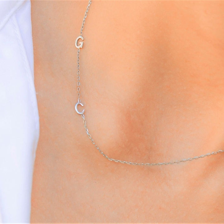 Silver Sideways Initials Letters Necklace for girls gifts for her, 14K Gold Necklace, 14K Gold Letter Necklace, Personalized Sideways Initials Necklace, Personalized Sideways initials, sideways necklace,  Initial necklace, personalized name necklace, letter necklace, Gold necklace, Gifts For Mom, Christmas Gift, Birthday gift, personalized Gift, Mothers’ day gift, gift for her, custom necklace, Wife gifts, Minimalist necklace, bridesmaids gift, Christmas holiday gift