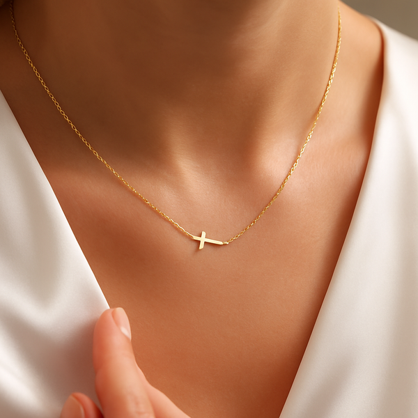 Sideways Middle Cross Necklace