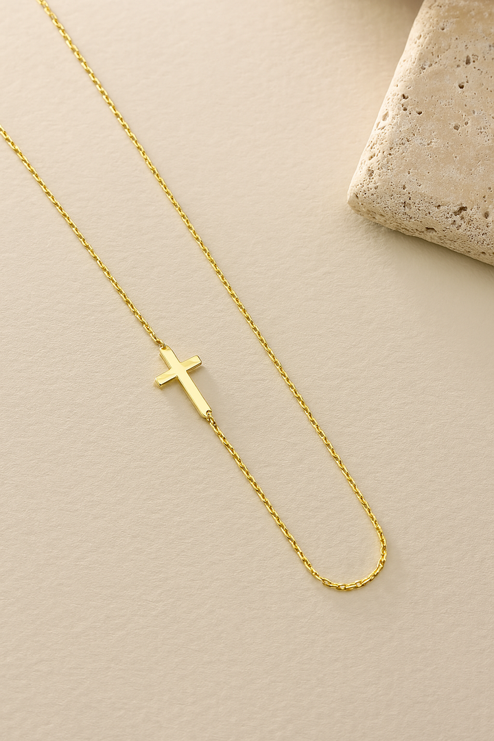 Sideways Middle Cross Necklace