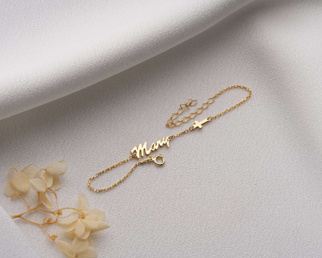 Name Bracelet with Cross