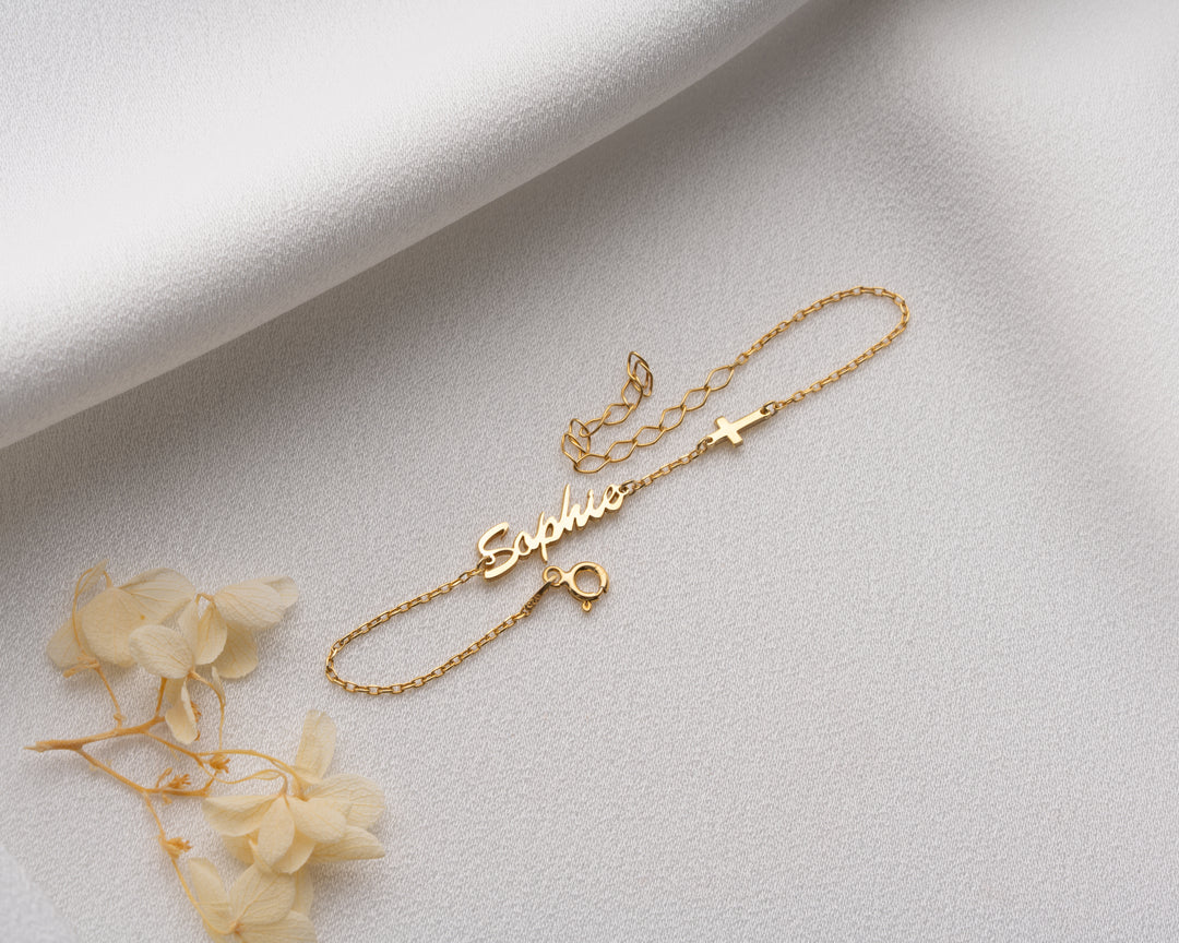 Name Bracelet with Cross