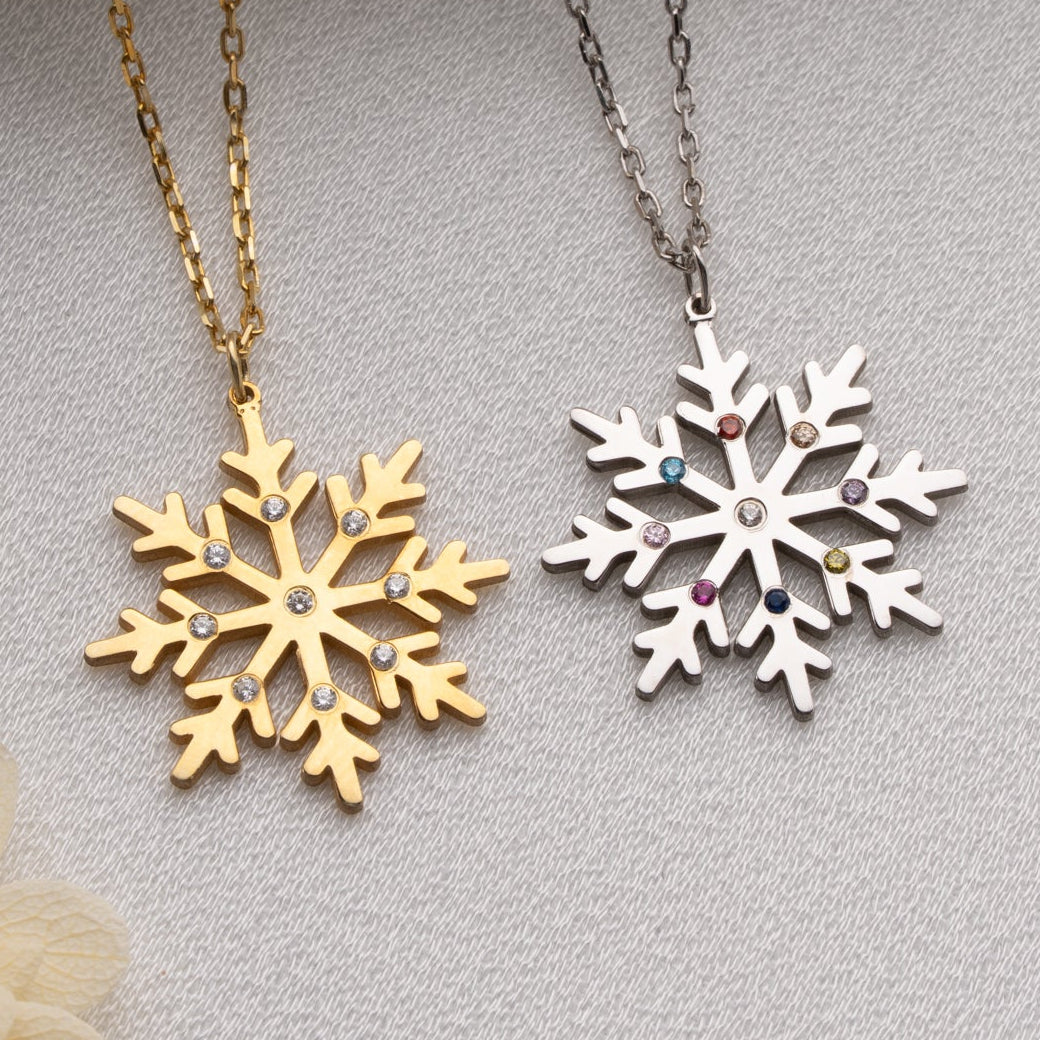 Personalized Snowflake Necklace with Birthstone