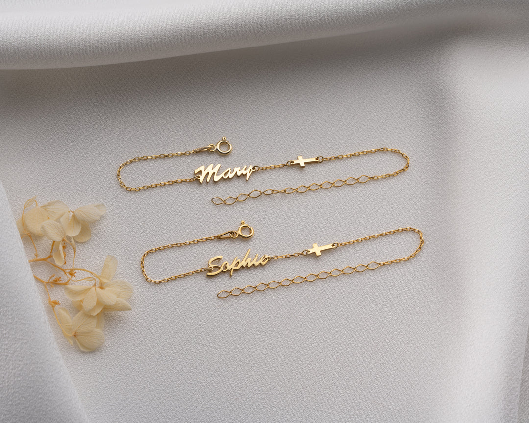 Name Bracelet with Cross
