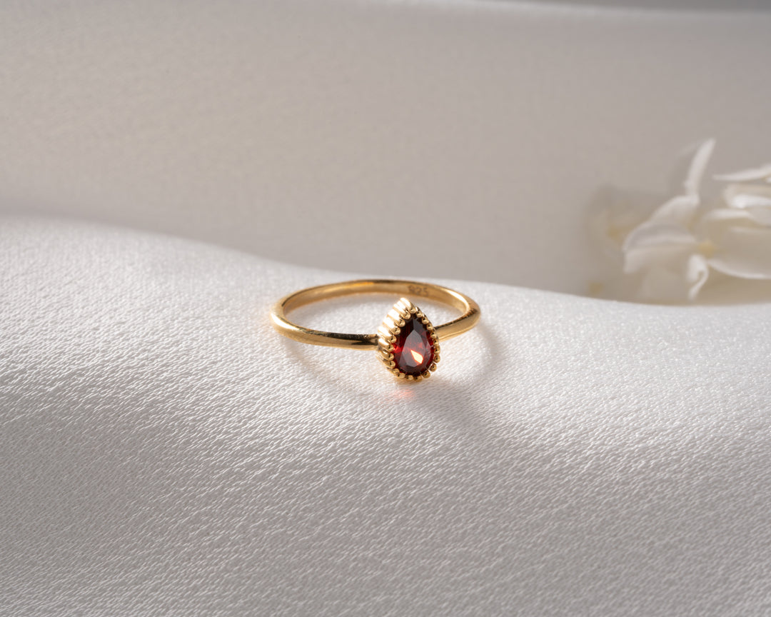 Drop Shape Birthstone Ring