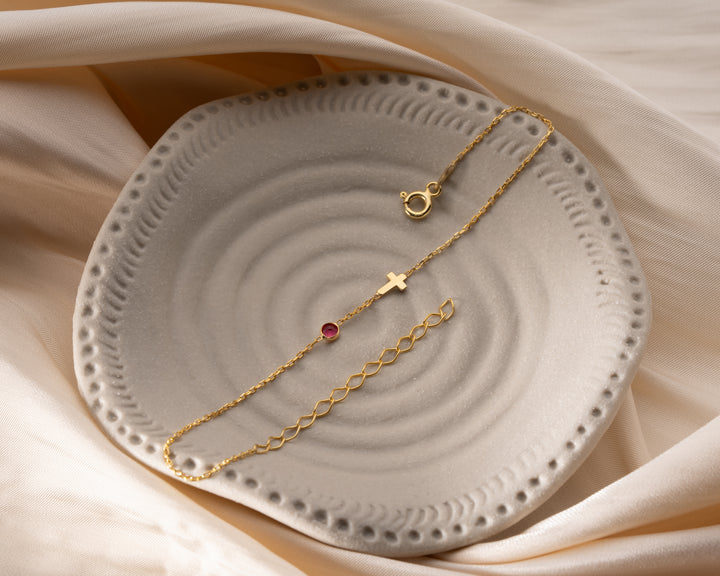 Cross Bracelet with Birthstones