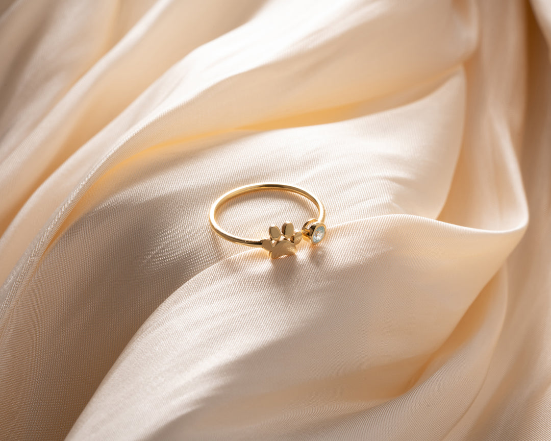 Paw Ring with Birthstone