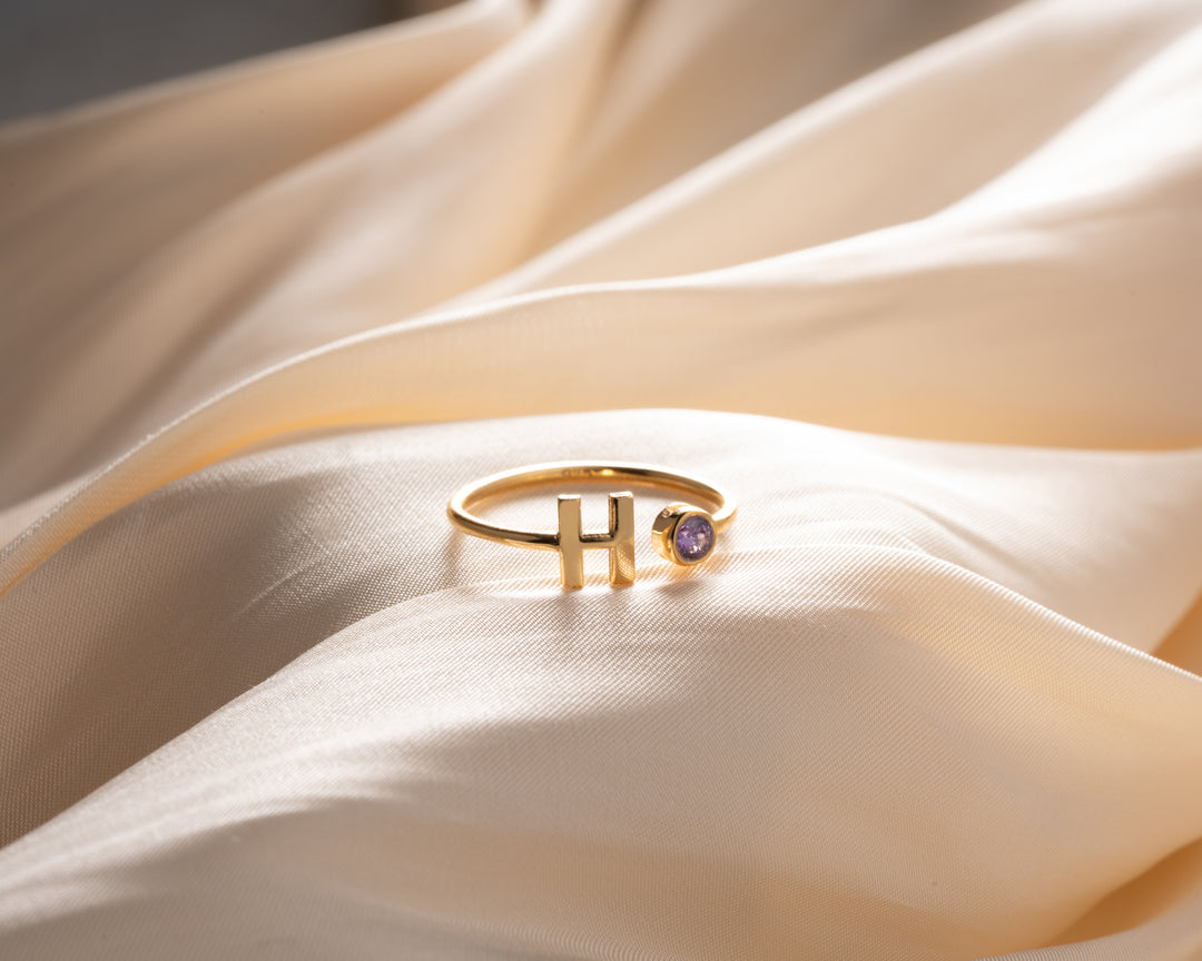Initial Ring with Birthstone