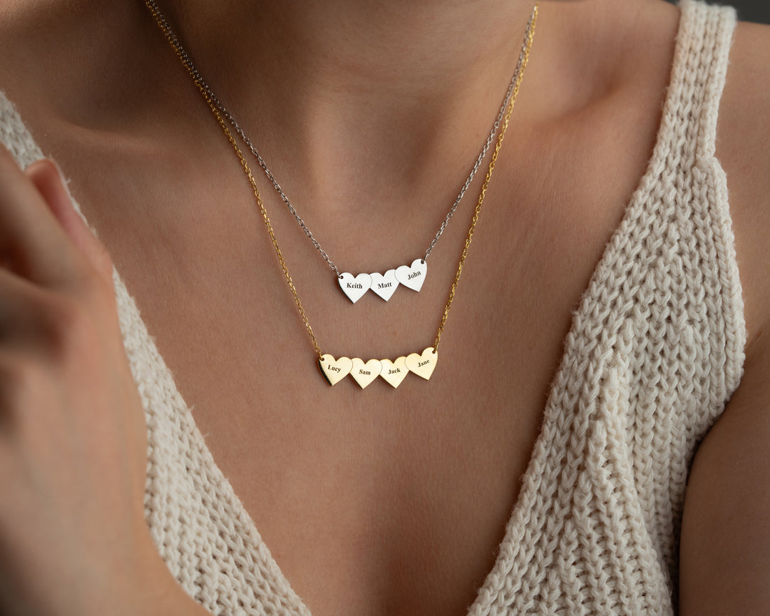 Personalized Name Hearts Necklace