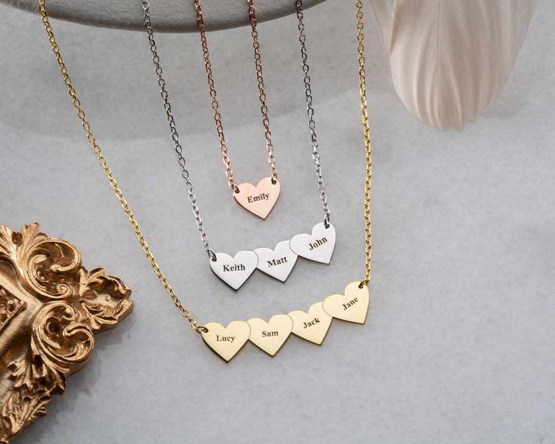 Personalized Name Hearts Necklace