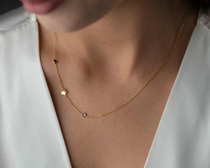 Sideways Birthstone Necklace