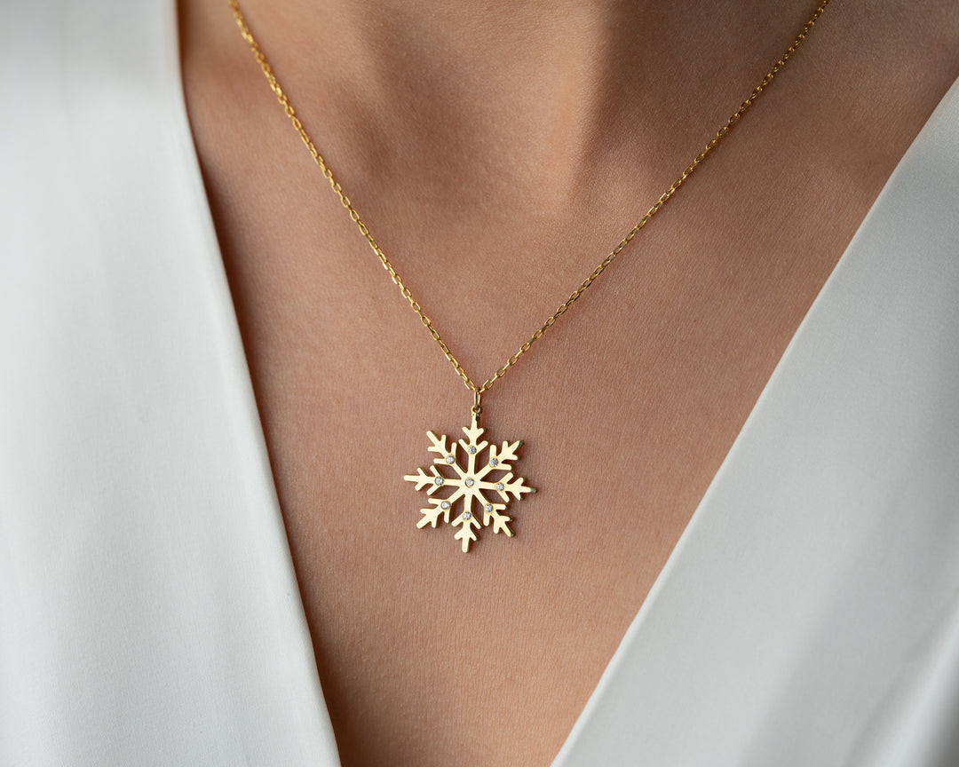 Personalized Snowflake Necklace with Birthstone