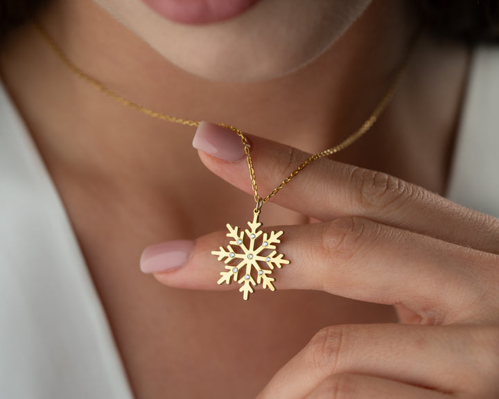 Personalized Snowflake Necklace with Birthstone