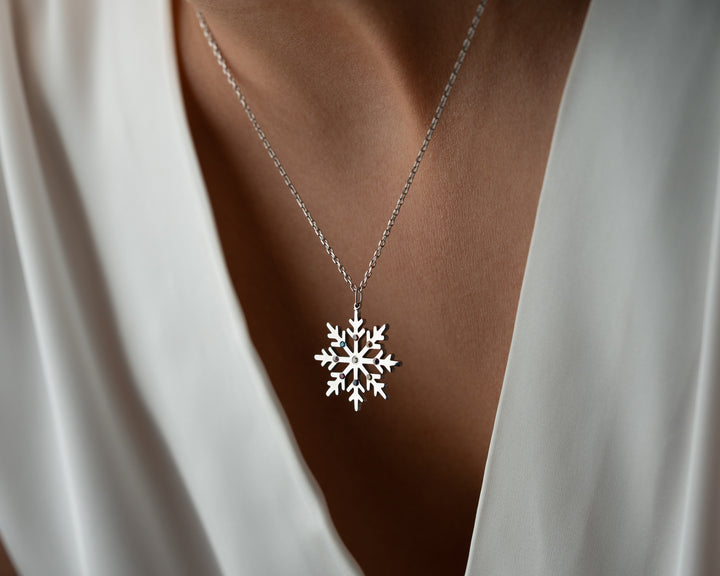 Personalized Snowflake Necklace with Birthstone