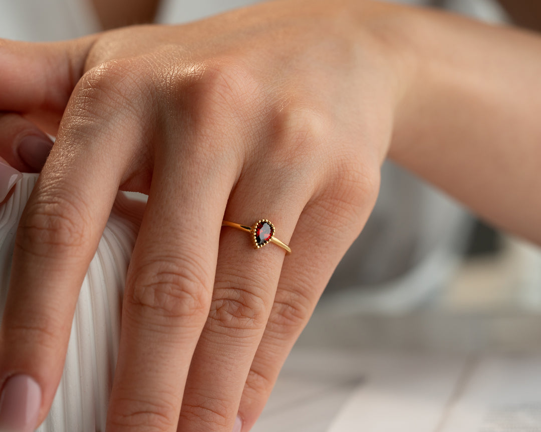 Drop Shape Birthstone Ring