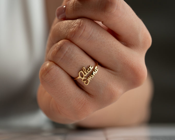 Custom Double Name Ring