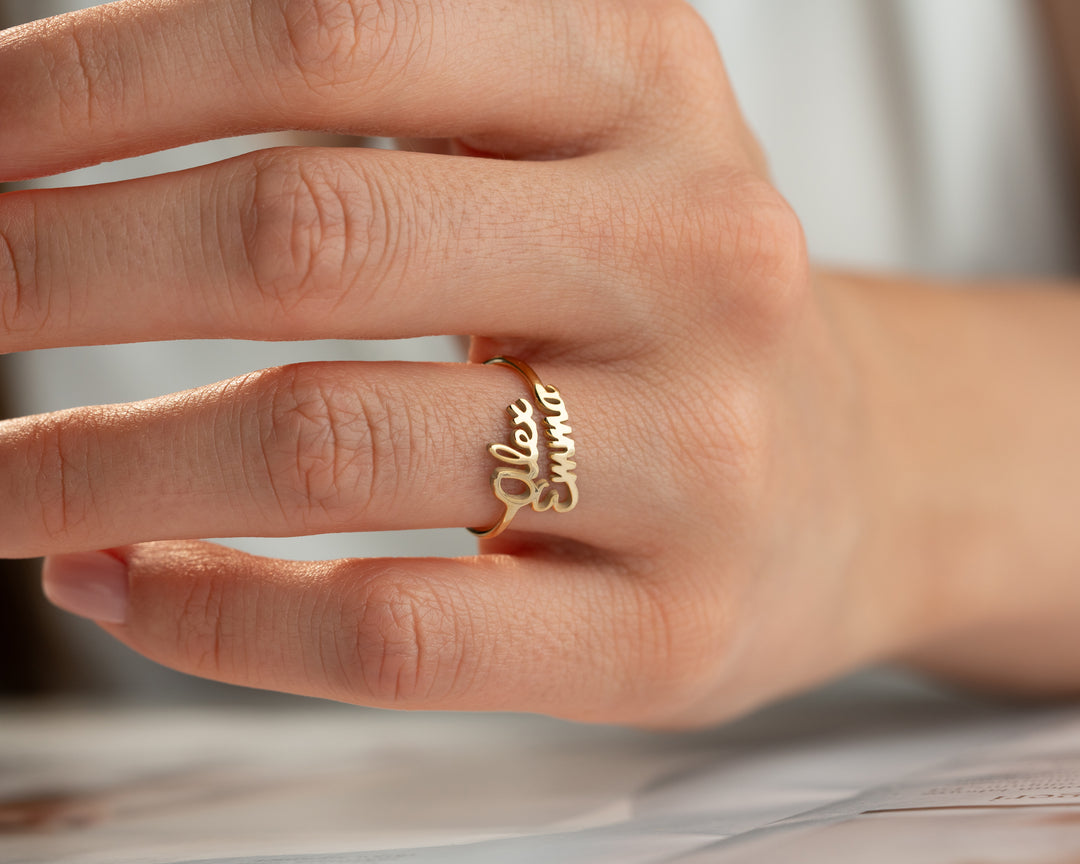 Custom Double Name Ring