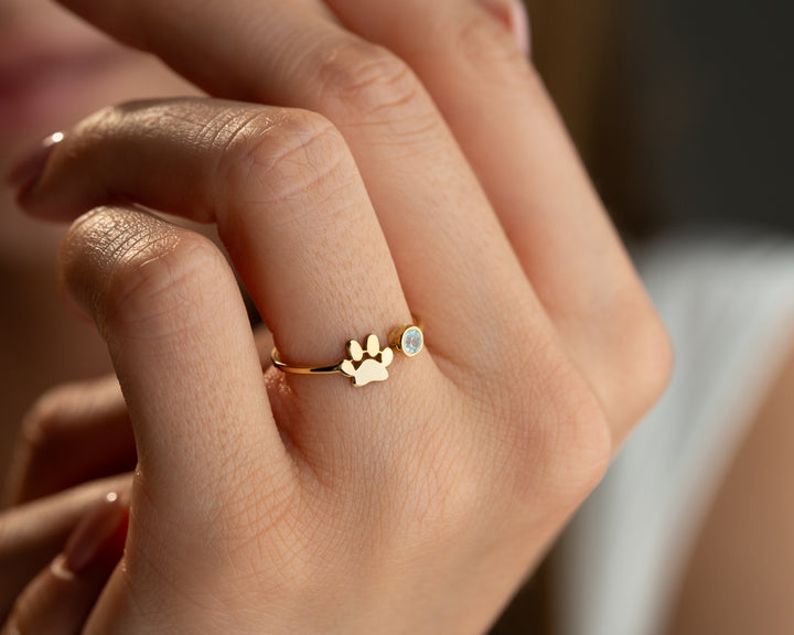 Paw Ring with Birthstone