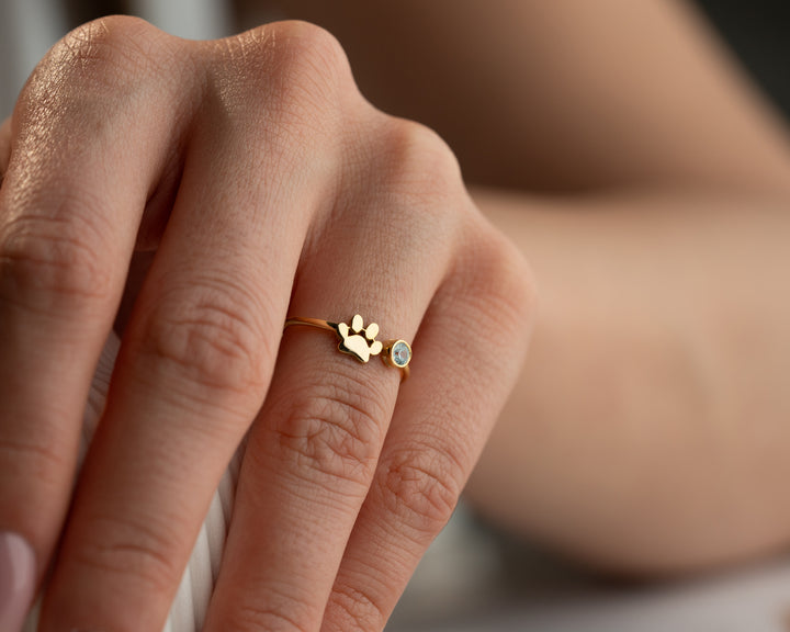 Paw Ring with Birthstone