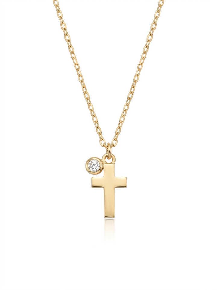 Personalized Cross Necklace with Birthstone