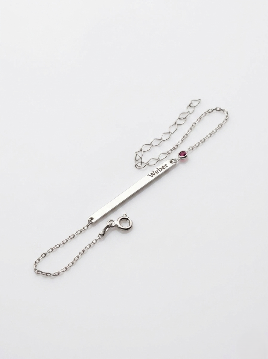 Custom Name Bar Bracelet With Birthstone