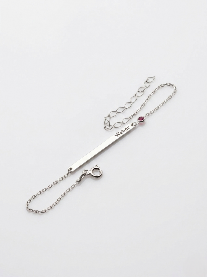 Custom Name Bar Bracelet With Birthstone