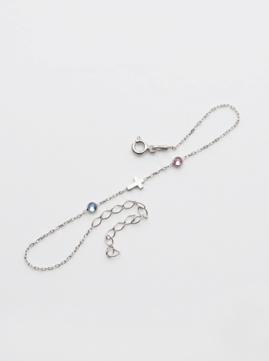Cross Bracelet with Birthstones
