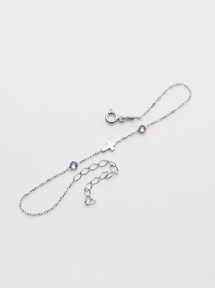 Cross Bracelet with Birthstones