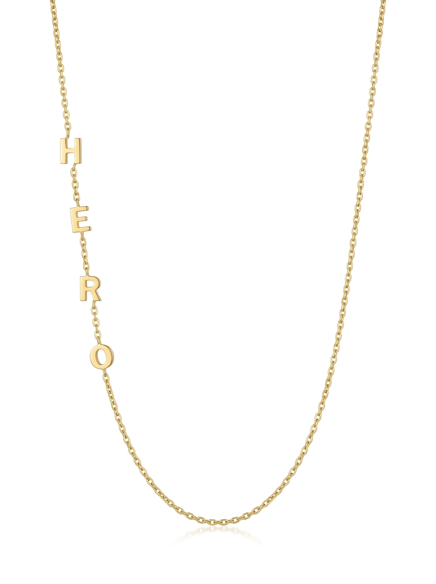 14K Gold Sideways Initial Necklace