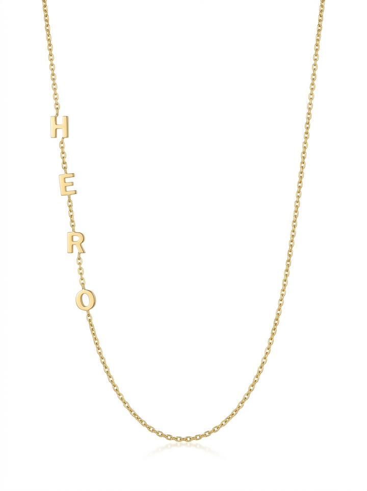 14K Gold Sideways Initial Necklace