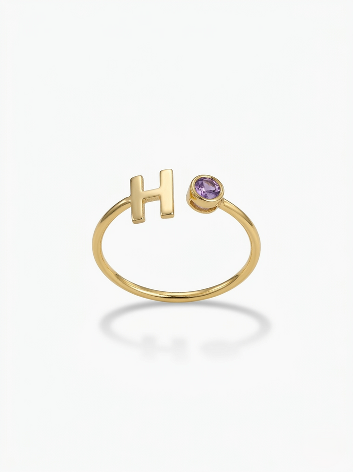 Initial Ring with Birthstone