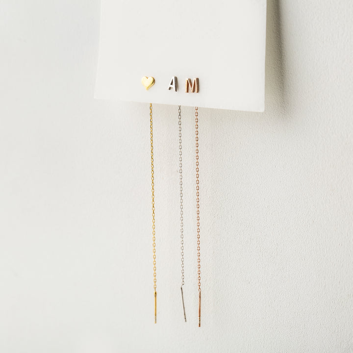 Letter Threader Earrings | Gift For Her | Gift For Mom