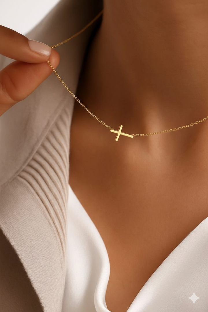 Sideways Middle Cross Necklace