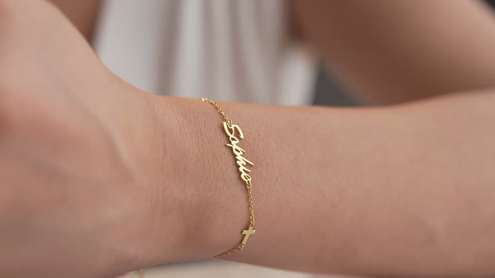 Name Bracelet with Cross
