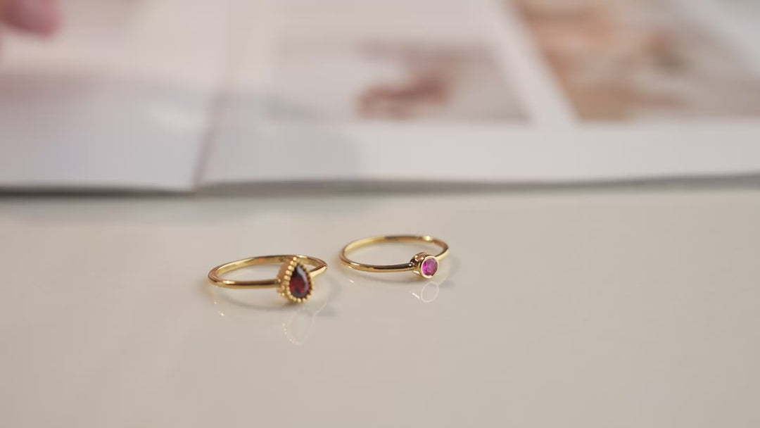 Drop Shape Birthstone Ring