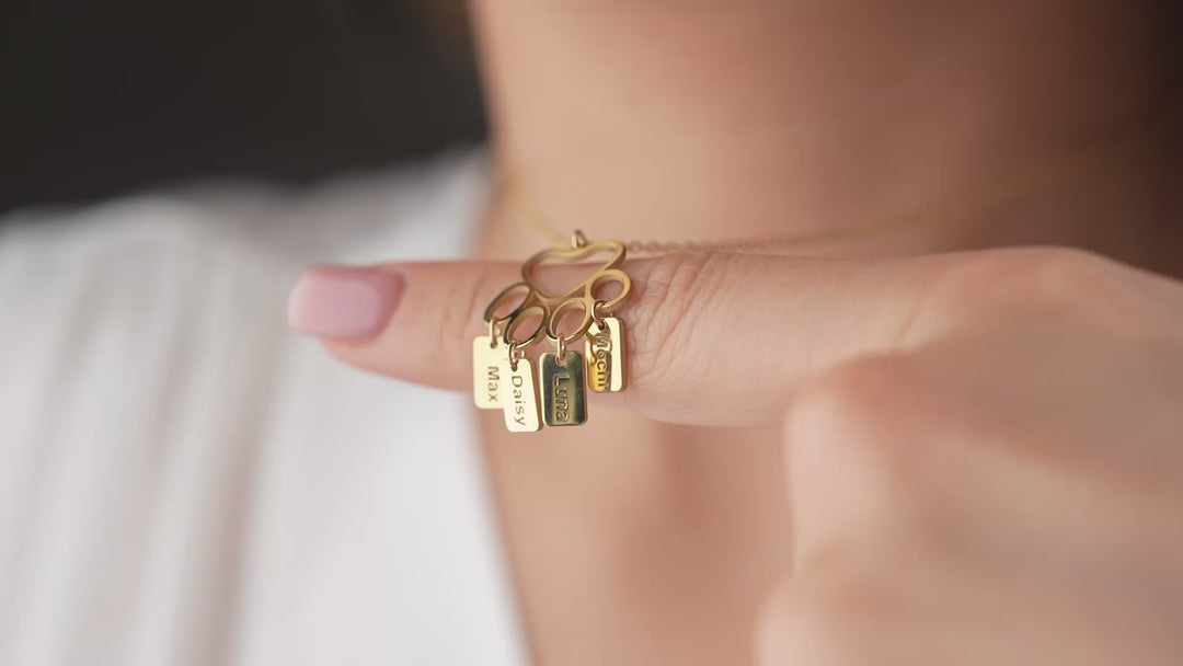 Custom Paw Print Necklace, Bar Necklace with Paw Pendant