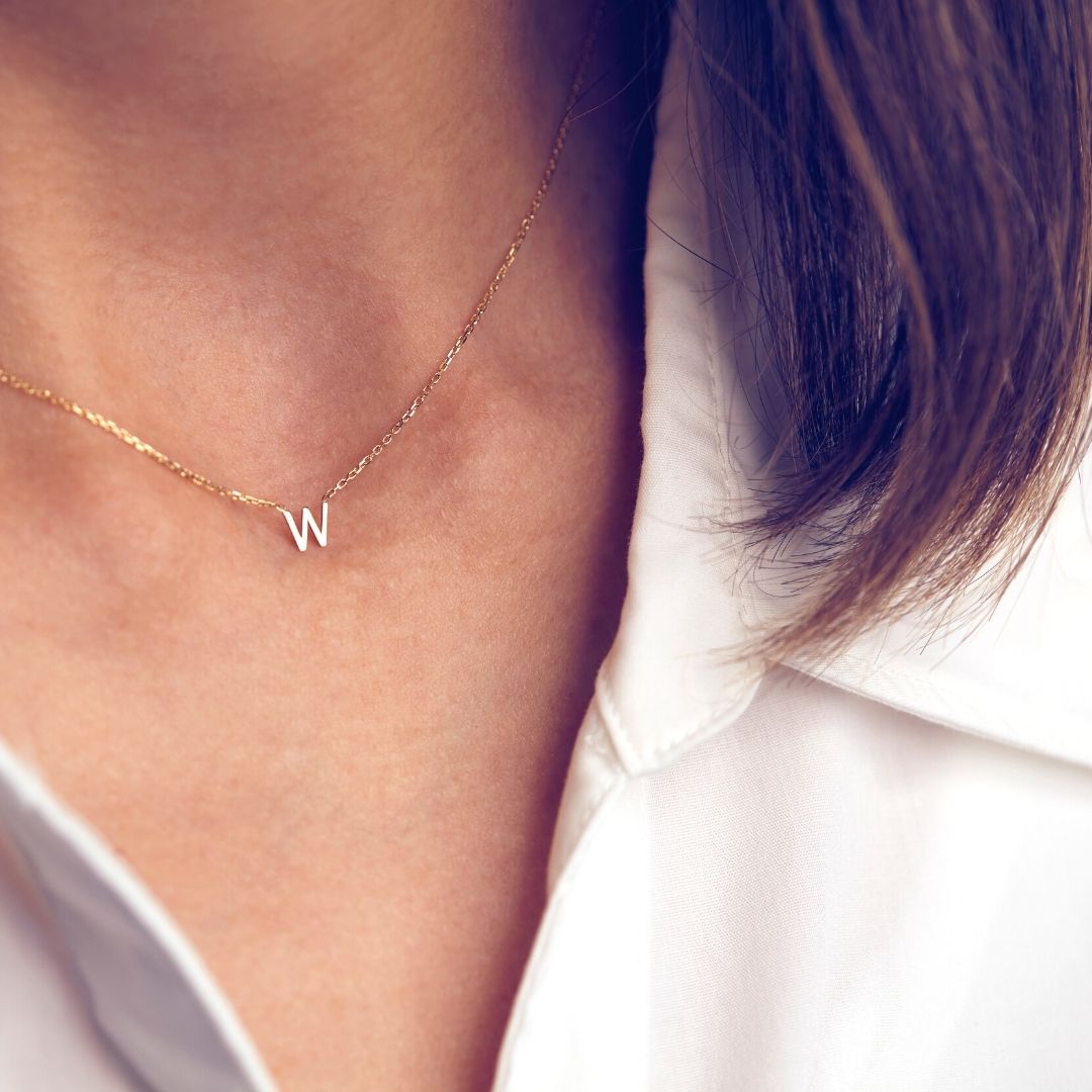 LOFART Personalized Initial Necklace - Custom Name Necklace For Women, 14K Gold Plated, Stainless Steel, 14-22" Adjustable